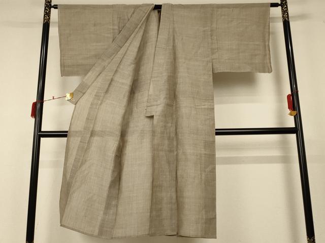 平和屋着物*夏物 男性 小千谷ちぢみ 霞文 麻 逸品 AABC6951jd