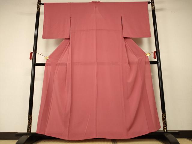 平和屋着物*夏物 色無地 絽縮緬 浅緋色 正絹 逸品 AABC6961jd