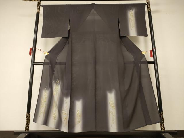 平和屋着物*夏物 訪問着 絽 草花文 暈し染め 金彩 正絹 逸品 AABC6969jd