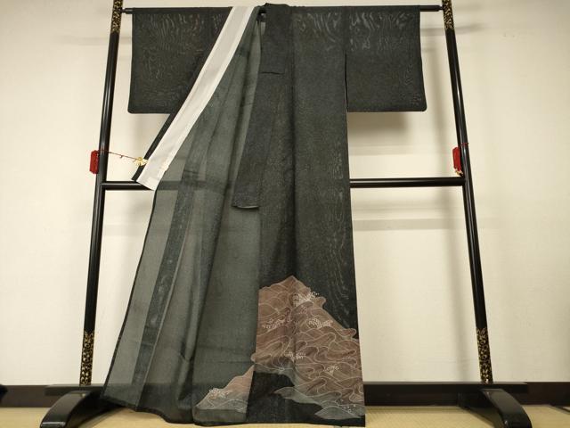 平和屋着物*夏物 訪問着 絽 立波文 洗える着物 AABC6975jd