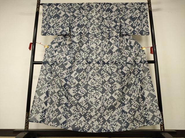 平和屋着物*夏物 小紋 絽 枝花文 洗える着物 AABC7000jd