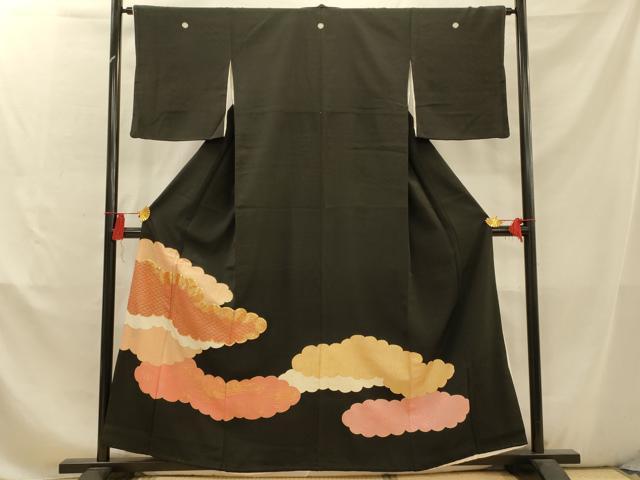 平和屋着物■豪華黒留袖 駒刺繍 吉祥雲取り文 金彩 正絹 逸品 AABC7210fw