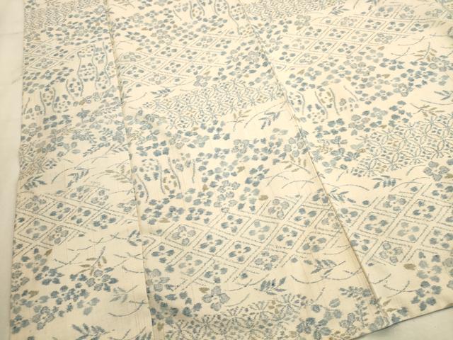 平和屋着物■上質な紬 草花文 正絹 逸品 AABC7475ma