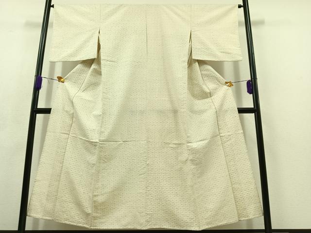 平和屋着物▽上質な紬 単衣 亀甲文 正絹 逸品 AABC7518jh