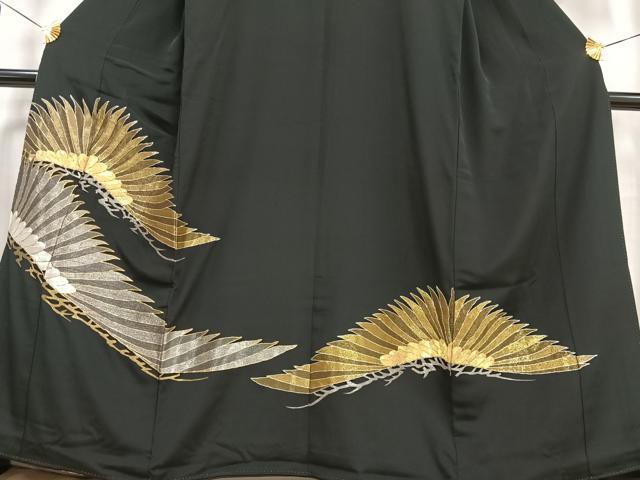 平和屋着物■豪華黒留袖 駒刺繍 松文 正絹 逸品 AABC7615oa