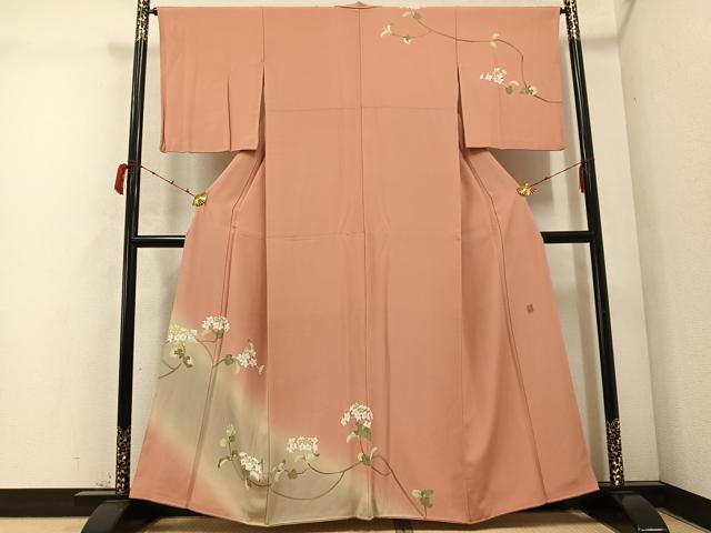 平和屋着物●訪問着 友禅 作家物 枝花文 暈し染め 正絹 逸品 AABC8047ph