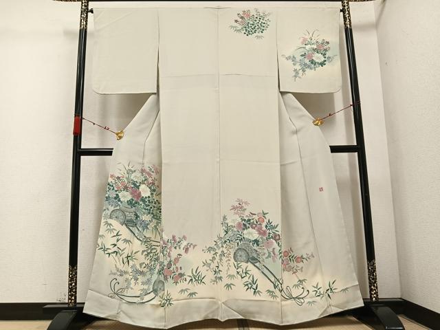 平和屋着物●訪問着 作家物 花車文 暈し染め 正絹 逸品 AABC8052ph