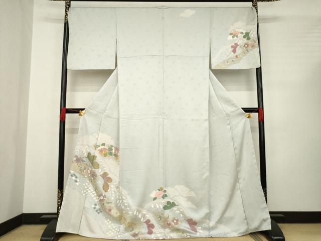 平和屋着物●訪問着 辻が花 駒刺繍 舞花文 金彩 正絹 逸品 AABC8127ck