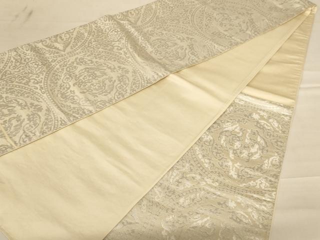 平和屋着物◎六通柄袋帯 花鳥文 銀糸 正絹 逸品 AABC8350dt