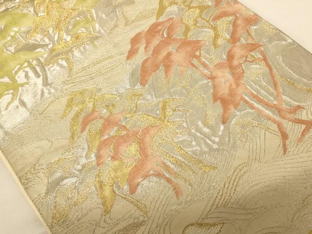 平和屋着物◎六通柄袋帯 唐織 樹林文 金銀糸 正絹 逸品 AABC8351dt