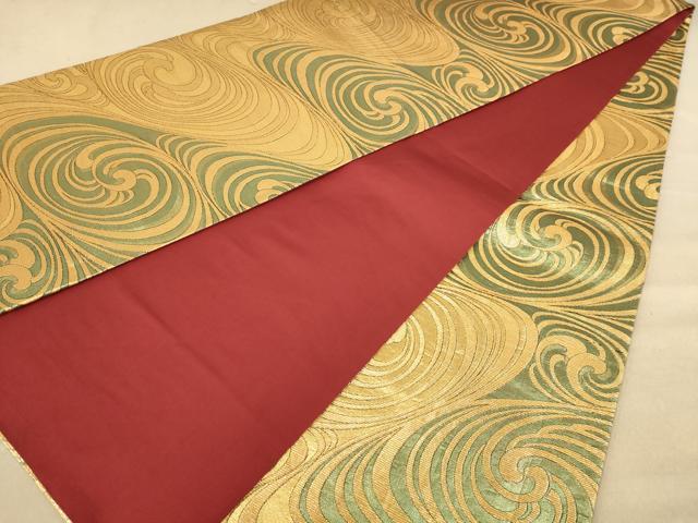 平和屋着物◎全通柄袋帯 流水文 金糸 正絹 逸品 AABC8432dt