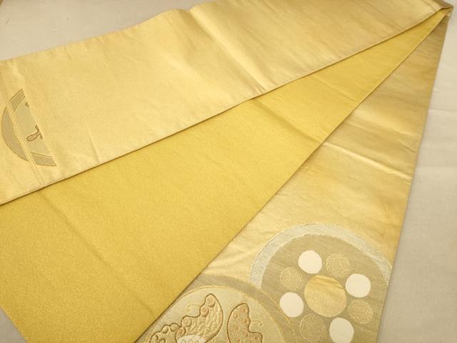 平和屋着物◎太鼓柄袋帯 花鳥文 金銀糸 正絹 逸品 AABC8486dt
