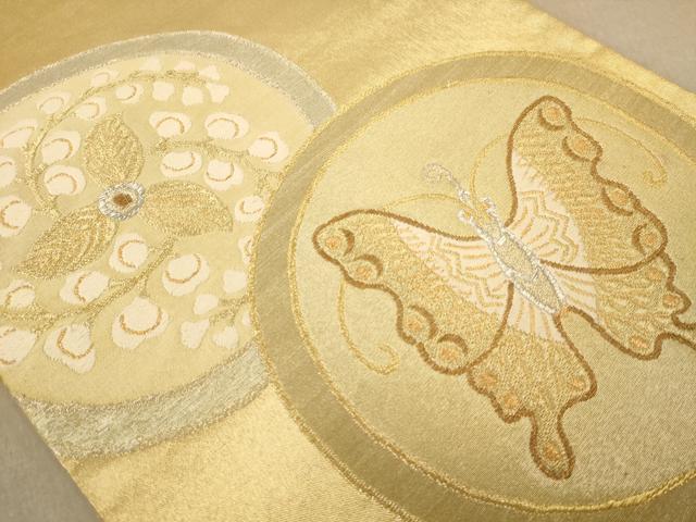 平和屋着物◎太鼓柄袋帯 花鳥文 金銀糸 正絹 逸品 AABC8486dt