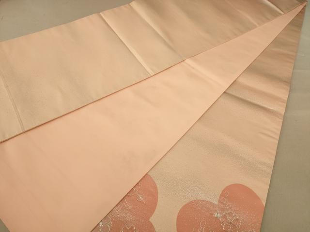 平和屋着物◎太鼓柄袋帯 駒刺繍 枝梅文 銀糸 正絹 逸品 AABC8488dt