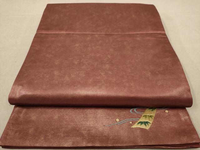 平和屋着物◎六通柄袋帯 霞文 ワンポイント刺繍 正絹 逸品 AABC8492dt