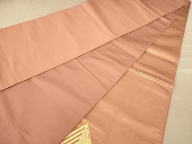平和屋着物◎太鼓柄袋帯 駒刺繍 菱文 金糸 正絹 逸品 AABC8494dt