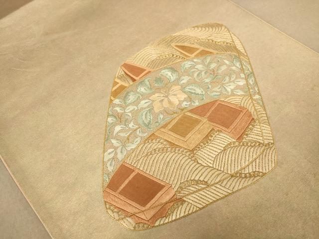 平和屋着物◎太鼓柄袋帯 駒刺繍 相良刺繍 花文箱文 正絹 逸品 AABC8496dt