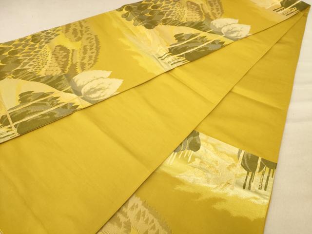 平和屋着物◎六通柄袋帯 遠山風景文 金糸 正絹 逸品 AABC8502dt