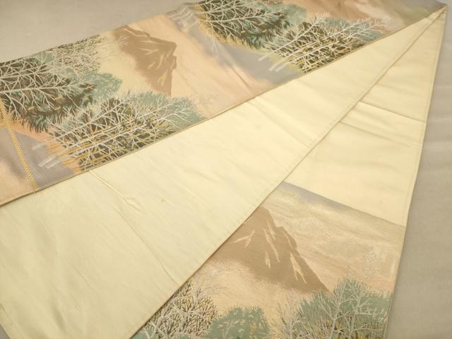 平和屋着物◎六通柄袋帯 遠山風景文 金銀糸 正絹 逸品 AABC8504dt