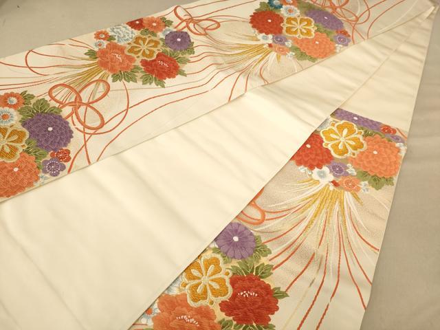 平和屋着物◎六通柄袋帯 唐織 草花文 金糸 正絹 逸品 AABC8531dt