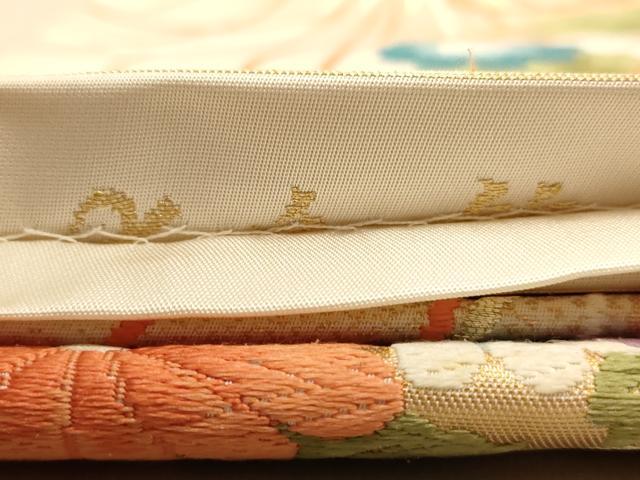平和屋着物◎六通柄袋帯 唐織 草花文 金糸 正絹 逸品 AABC8531dt