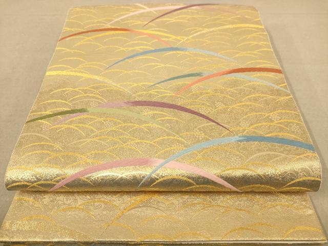 平和屋着物◎六通柄袋帯 唐織 芝文 金糸 正絹 逸品 AABC8544dt