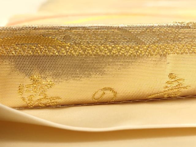 平和屋着物◎六通柄袋帯 唐織 芝文 金糸 正絹 逸品 AABC8544dt