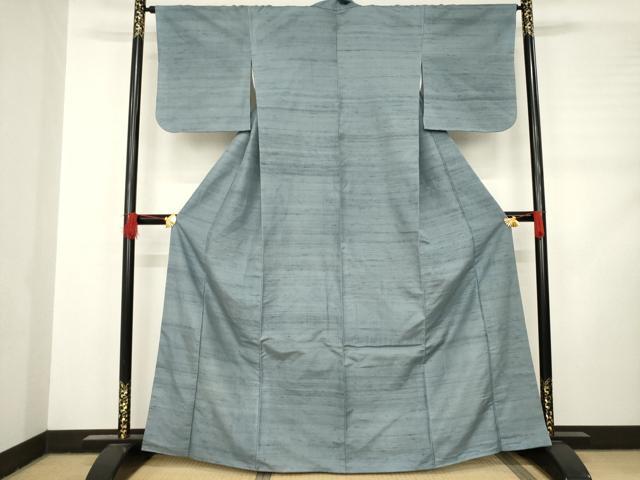 平和屋着物●上質な紬 霞文 鉛色 三越扱い 正絹 逸品 AABC8655ck