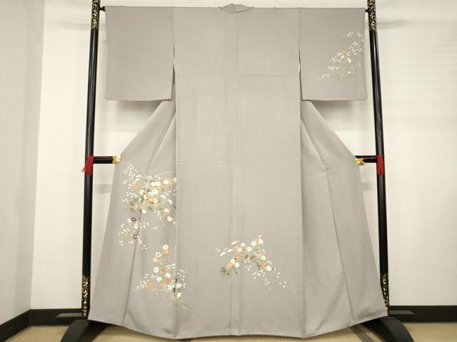 平和屋着物●訪問着 友禅 草花文 金彩 正絹 逸品 AABC8677ck