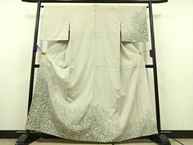 平和屋着物▽藤倉守正 本塩沢 訪問着 単衣 南天文 正絹 逸品 AABC8688jh