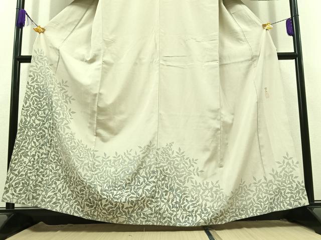 平和屋着物▽藤倉守正 本塩沢 訪問着 単衣 南天文 正絹 逸品 AABC8688jh