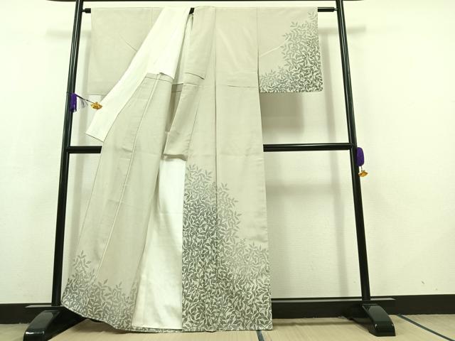 平和屋着物▽藤倉守正 本塩沢 訪問着 単衣 南天文 正絹 逸品 AABC8688jh