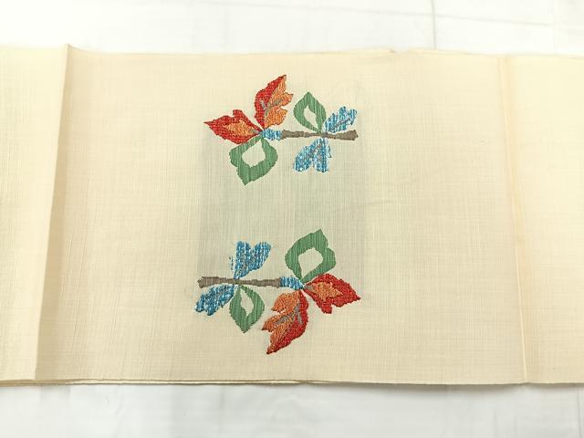 平和屋着物◎八寸名古屋帯 草花文 AABC8722uk