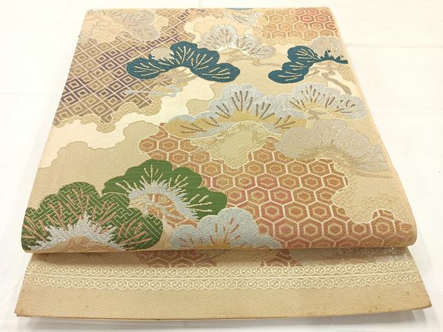 平和屋着物◎六通柄袋帯 枝松文 金銀糸 正絹 逸品 AABC8769uk