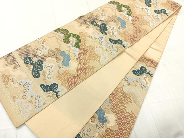 平和屋着物◎六通柄袋帯 枝松文 金銀糸 正絹 逸品 AABC8769uk