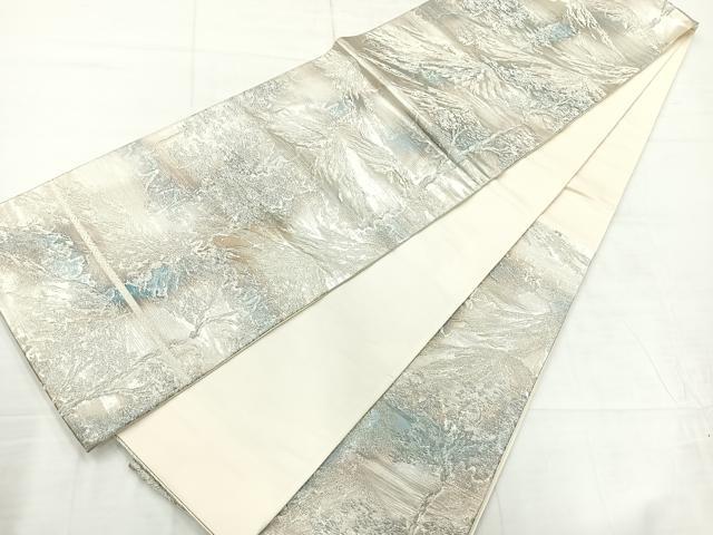 平和屋着物◎六通柄袋帯 風景樹林文 銀糸 正絹 逸品 AABC8772uk