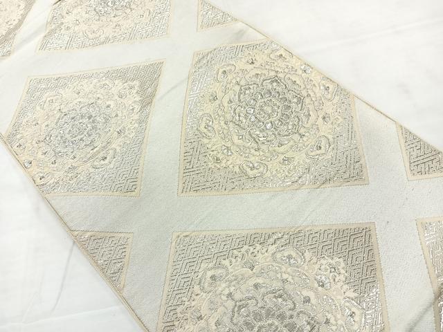 平和屋着物◎六通柄袋帯 花菱文 銀糸 正絹 逸品 AABC8835uk