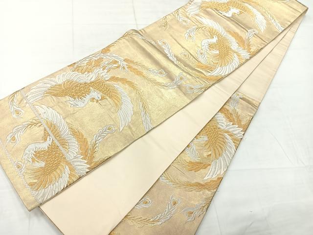 平和屋着物◎六通柄袋帯 鳳凰 金銀糸 正絹 逸品 AABC8836uk