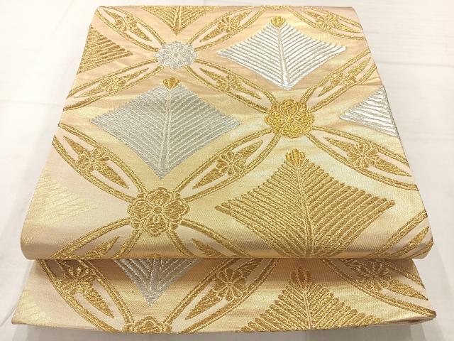平和屋着物◎六通柄袋帯 七宝花文 金銀糸 正絹 逸品 AABC8867uk