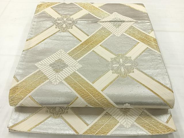 平和屋着物◎六通柄袋帯 唐織 天井花文 金銀糸 正絹 逸品