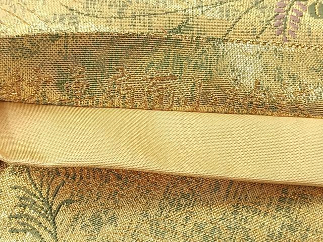 平和屋着物◎六通柄袋帯 唐織 秋草扇面小袖紋 金糸 正絹 逸品 AABC8918uk