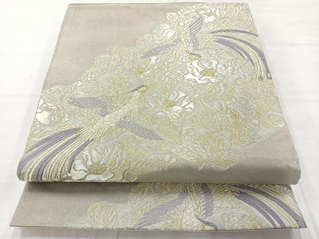 平和屋着物◎六通柄袋帯 唐織 花鳥文 金銀糸 正絹 逸品 AABC8923uk