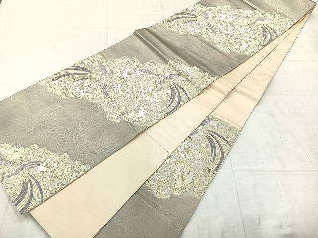 平和屋着物◎六通柄袋帯 唐織 花鳥文 金銀糸 正絹 逸品 AABC8923uk