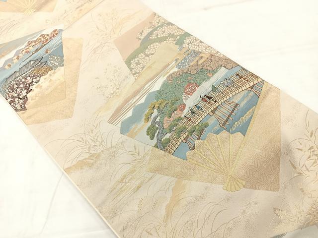 平和屋着物◎六通柄袋帯 唐織 嵐山春秋 巧芸箔 正絹 逸品 AABC8944uk