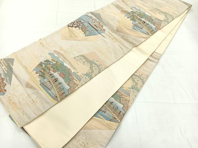 平和屋着物◎六通柄袋帯 唐織 嵐山春秋 巧芸箔 正絹 逸品 AABC8944uk