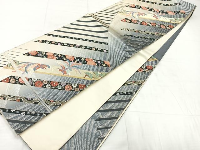 平和屋着物◎六通柄袋帯 唐織 小袖の調べ 金銀糸 正絹 逸品 AABC8963uk