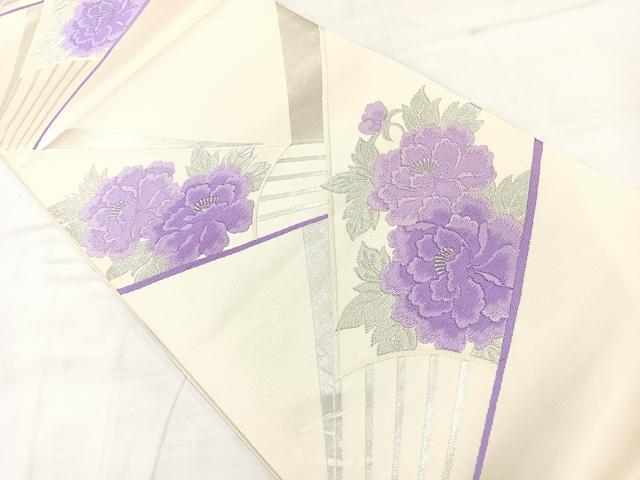 平和屋着物◎六通柄袋帯 草花文 金糸 正絹 逸品 AABC8992uk