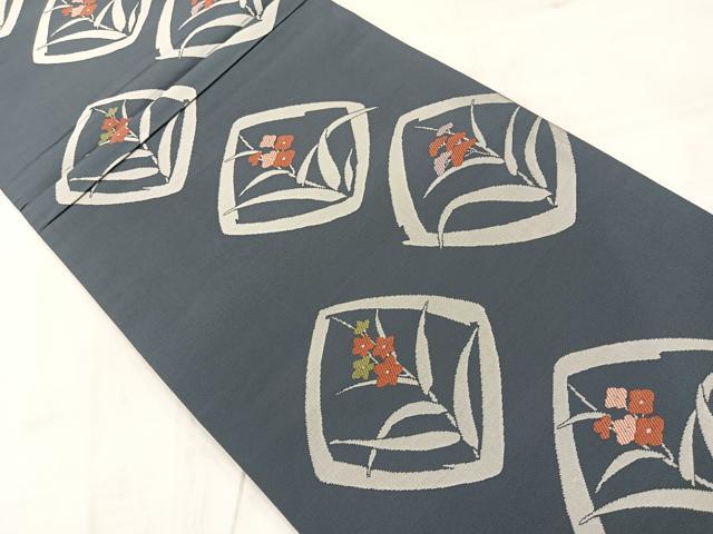 平和屋着物◎六通柄袋帯 草花文 正絹 逸品 AABC8994uk