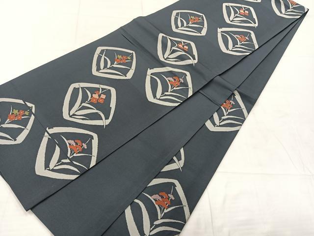平和屋着物◎六通柄袋帯 草花文 正絹 逸品 AABC8994uk
