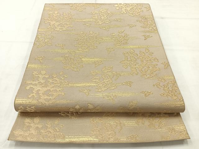 平和屋着物◎六通柄袋帯 霞花文 金糸 正絹 逸品 AABC9048uk